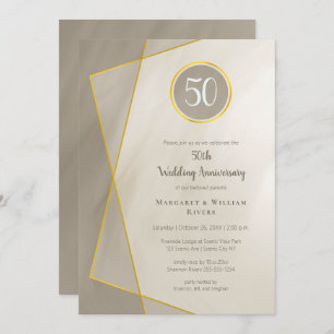 anniversary birthday 50th antique grey gold frame invitation