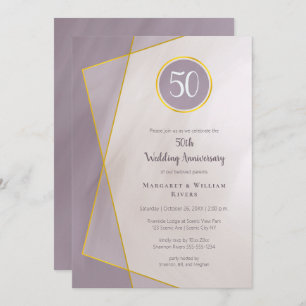 anniversary birthday 50th muted plum gold frame invitation