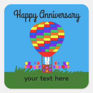 Anniversary Bunny Hot Air Balloon #3 Stickers