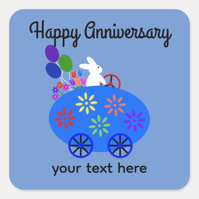 Anniversary Bunny Riding Egg Car #2 Stickers (Front)