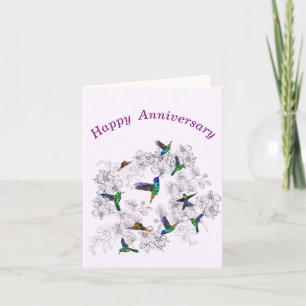 Anniversary Card Flying Spring Birds Personalised