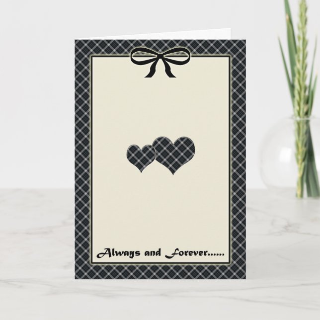 Anniversary Card with Plaid Hearts (Front)
