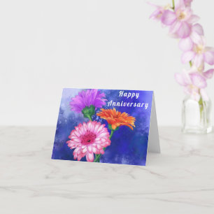 Anniversary Card with Three Colour Gerberas