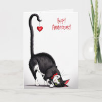 Anniversary Cat With Dangling Heart