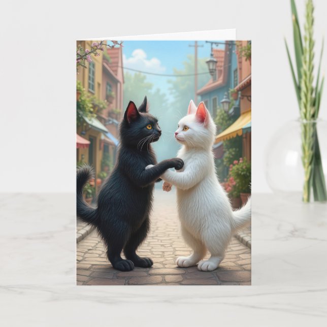Anniversary Cats Slow Dancing Card (Front)