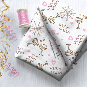 Anniversary Celebration Patterns Pink/Gold ID723 Fabric