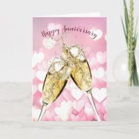 Anniversary Champagne Toast On Hearts