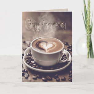 Anniversary Coffee With Heart Card