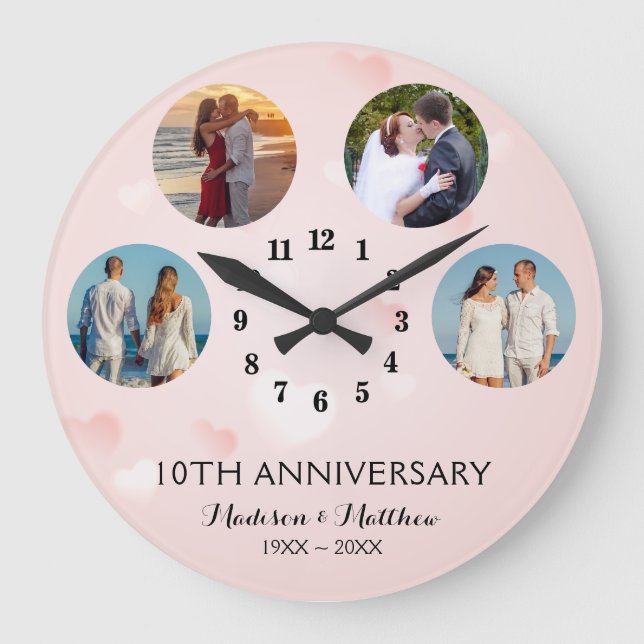 Anniversary Collage Photo Large Clock (Front)