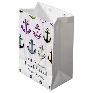 Anniversary - Colourful Anchors (Boat Anchors) Medium Gift Bag