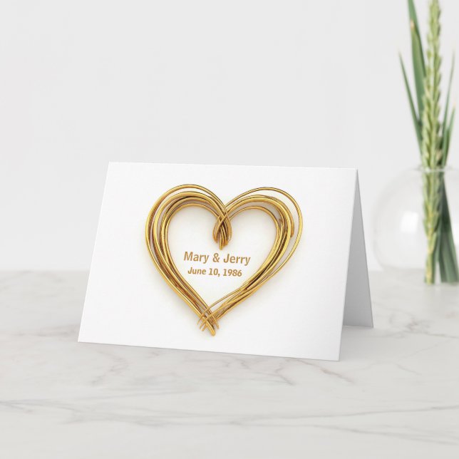 Anniversary Congratulations Gold Wire Heart  Card (Front)