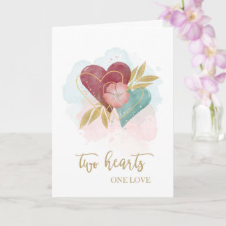 Anniversary Congratulations Watercolor Two Hearts Card