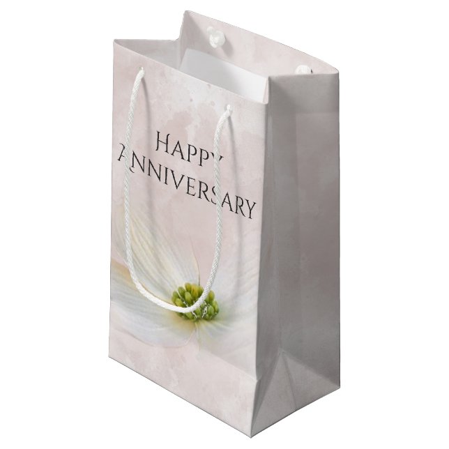 Anniversary Cosmos Flower On Pink Small Gift Bag (Front Angled)