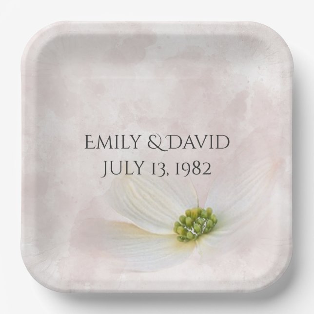 Anniversary Cosmos Flower Paper Plate (Front)