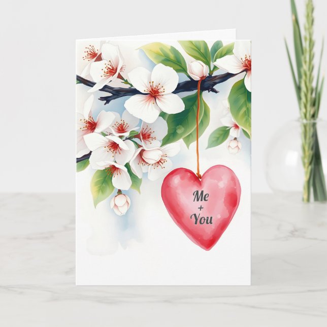 Anniversary Crabapple Tree and Red Heart Card (Front)