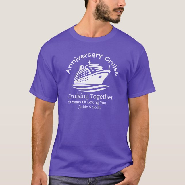  Anniversary Cruise Blue/white Personalise T-Shirt (Front)