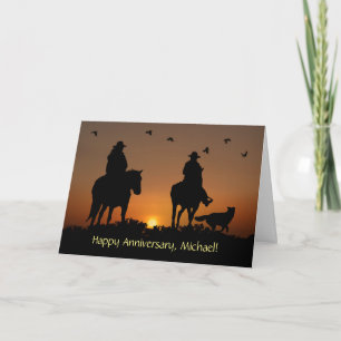 Anniversary Custom Name Country Western Cowboy Card