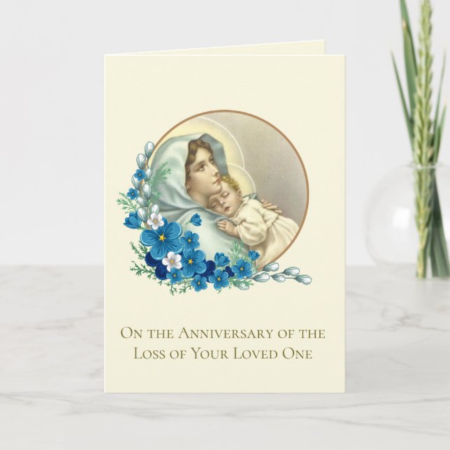 Anniversary Death Loved One Catholic Virgin Mary Card (Front)