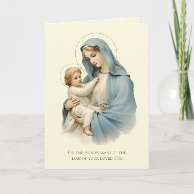 Anniversary Death Loved One Mary Jesus  Card (Front)