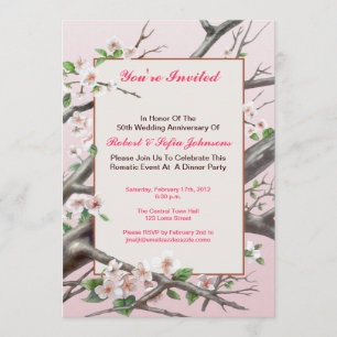 Anniversary dinner invitation - pale pink