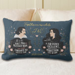 Anniversary Elegant Monogram Fairytale Quote Lumbar Cushion<br><div class="desc">Celebrate love and unity with this romantic personalised throw pillow, inspired by Shakespeare’s timeless words. The design features elegant, illustrated portraits of a man and a woman, surrounded by delicate floral vines that intertwine to symbolise connection and harmony. At the centre of the pillow, the heartfelt phrase “Together we are...</div>