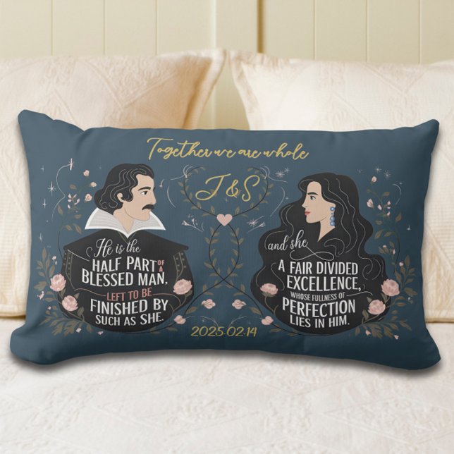 Anniversary Elegant Monogram Fairytale Quote Lumbar Cushion (Creator Uploaded)