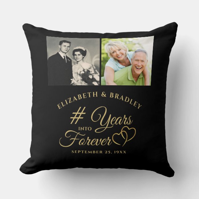 Anniversary Elegant YEARS INTO FOREVER 2 Photos Cushion (Front)