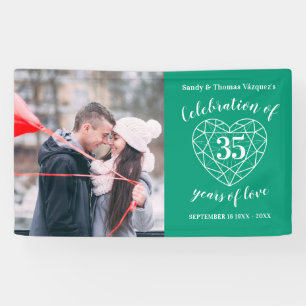 Anniversary emerald green heart personalised photo banner