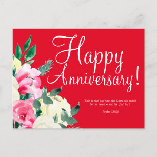 Anniversary Floral Birthday Bible Verse Postcard