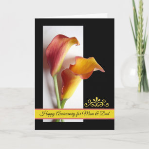 Anniversary for Mum and Dad, Pair of Calla Lilies Card