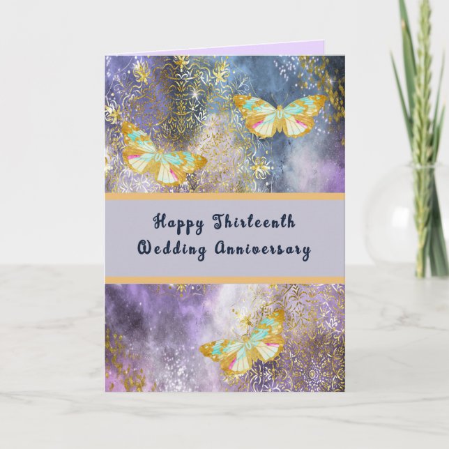 Anniversary for Wedding Card in Gold Colours & Lav (Front)
