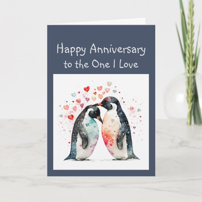  Anniversary Forever Love & Friend Penguin Birds Card (Front)