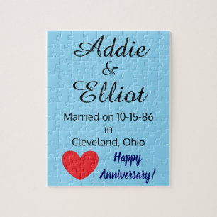 Anniversary Fun & Heart in Blue: Jigsaw Puzzle
