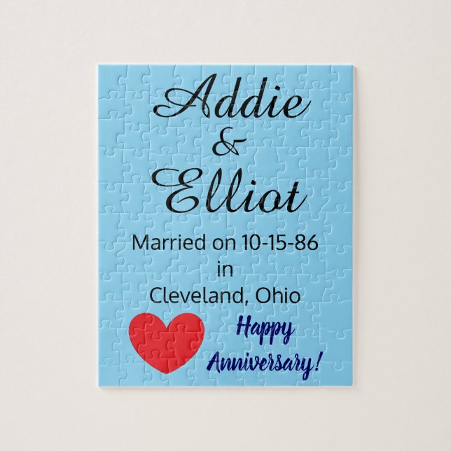 Anniversary Fun & Heart in Blue:   Jigsaw Puzzle (Vertical)