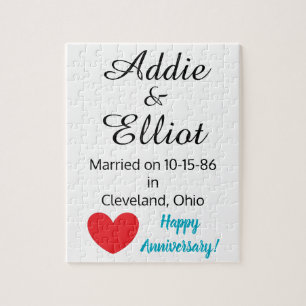 Anniversary Fun & Heart in White:   Jigsaw Puzzle