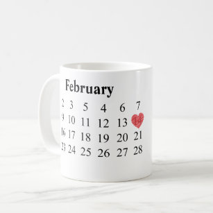 Anniversary Gift - Calendar & Engraved Rings Coffee Mug