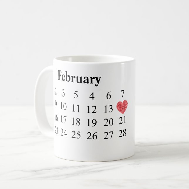 Anniversary Gift - Calendar & Engraved Rings Coffee Mug (Front Left)