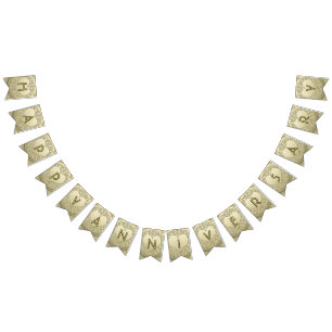 ☆ANNIVERSARY☆ Gold Heart Glitter Bunting