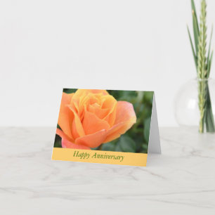 Anniversary Greeting Card with Orange Rose Design