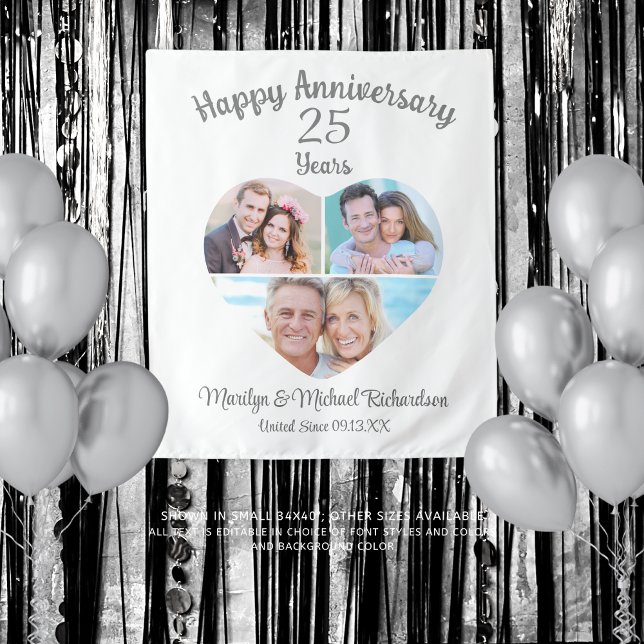 Anniversary Heart 3 Photo Collage Custom Colour Tapestry (Creator Uploaded)
