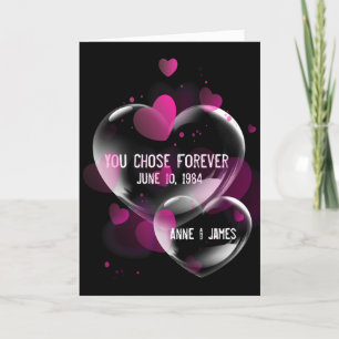 Anniversary Heart Bubbles on Black Card