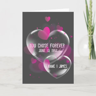 Anniversary Heart Bubbles on Grey  Card