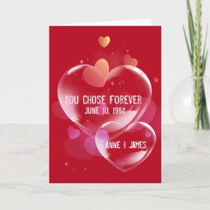 Anniversary Heart Bubbles on Red Card
