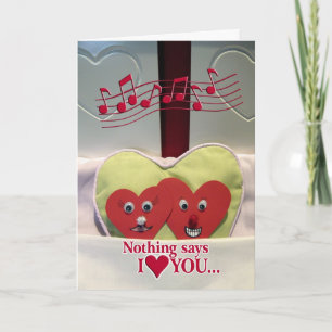 Anniversary Humour - Two Hearts in Bed Card