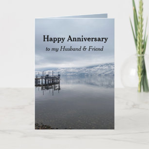 Anniversary Husband & Friend Peaceful Lake Dock Card