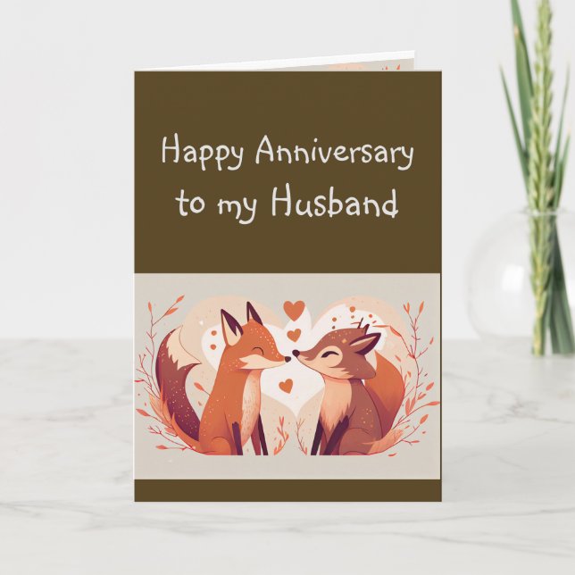  Anniversary Husband Partner Fun Fox  Animals  Card (Front)