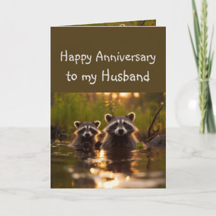 Anniversary Husband Partner Fun Racoon Animals Card