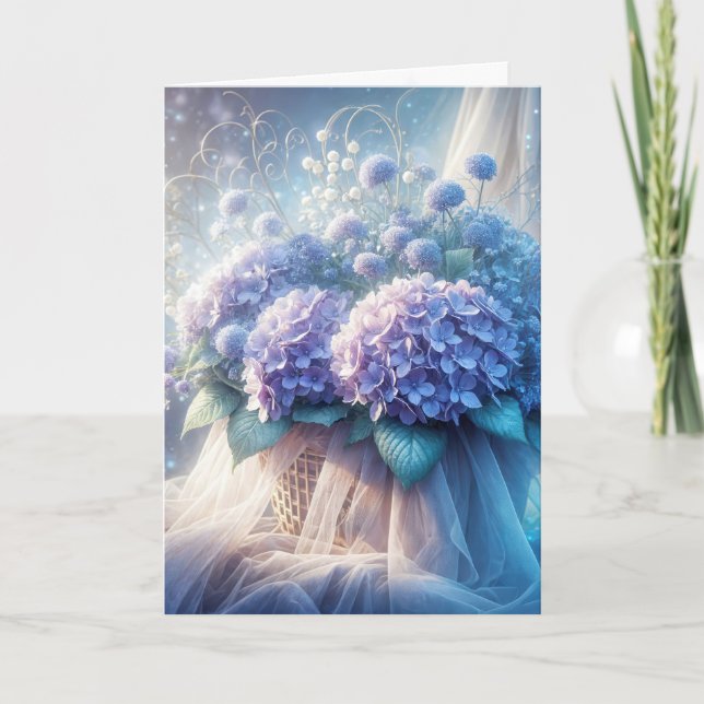 Anniversary Hydrangea Basket Bouquet Card (Front)