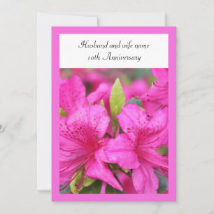 Anniversary invitation. pretty pink azalea flowers invitation
