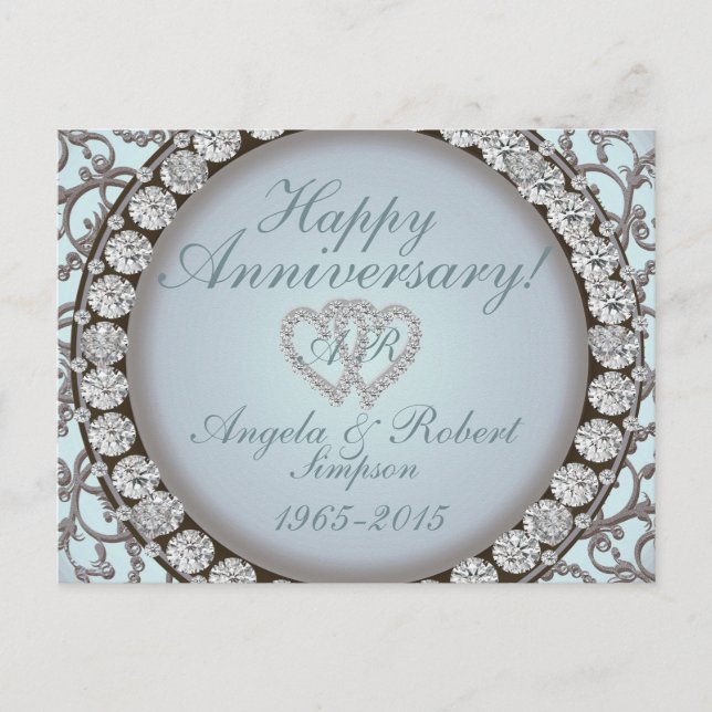 Anniversary Invitation | Teal Monogram (Front)